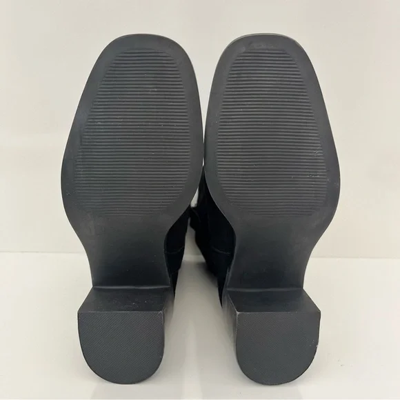 Steve Madden Romney Mid-Calf Boots Black Leather Block Heel Almond Toe Size 6 - Picture 13 of 13